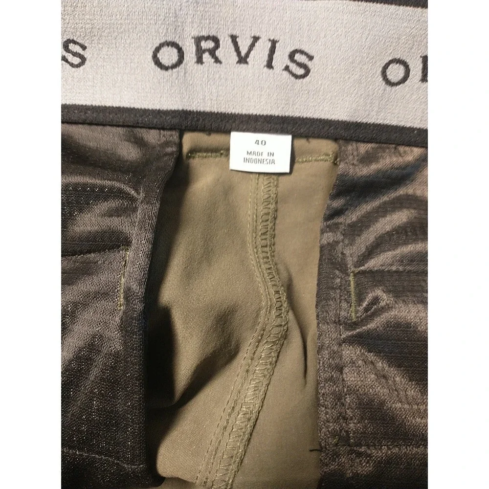 Orvis Mens Khaki Green Stretch Cargo Shorts Size 40 Lightweight Hiking Outdoor